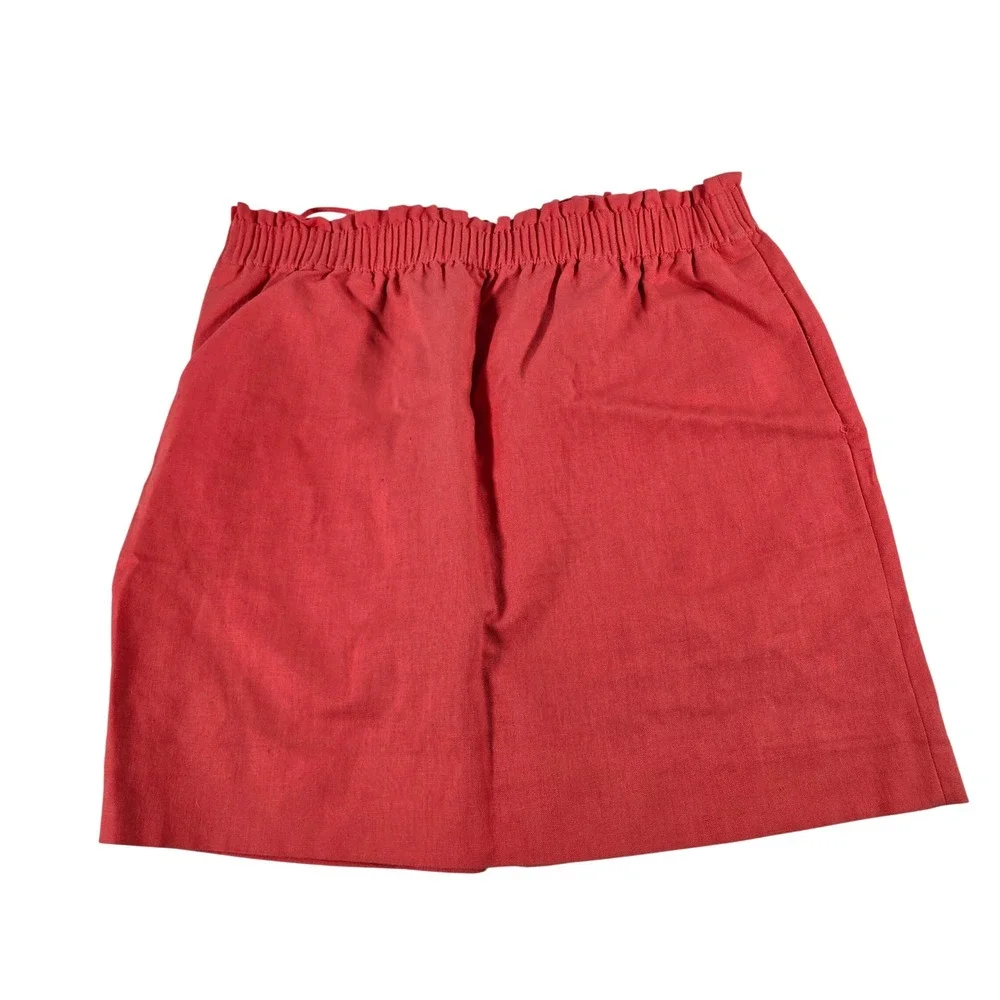 J.Crew‎ Womens Red Linen Cotton Paperbag Waist Mini Skirt 41575 Size 12